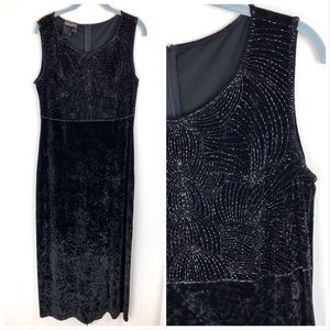 ESCADA Long Luxurious Crushed Velvet Beaded Gown